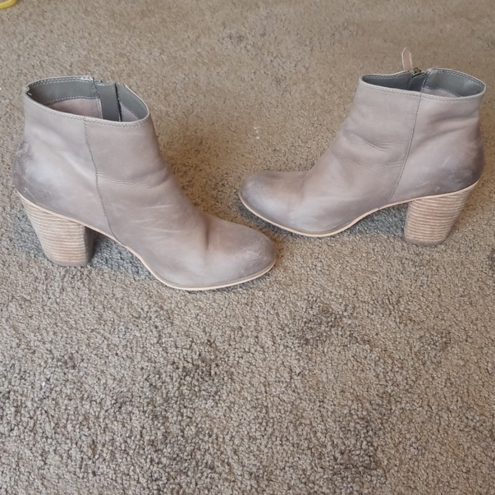 Tan real leather booties